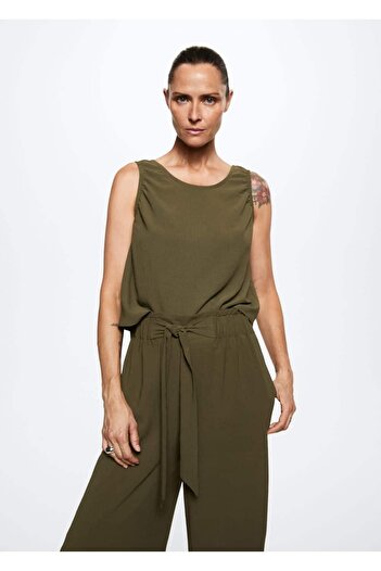 MANGO Woman Short Top Blouse with Drap