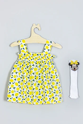 ADABEBEK Strappy Lemon Dress Knee-Length Miki Socks Set 007