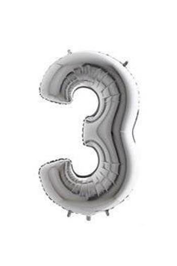 aşkın concept Silver 3 Number Balloon 16 Inch Birthday Party Decoration