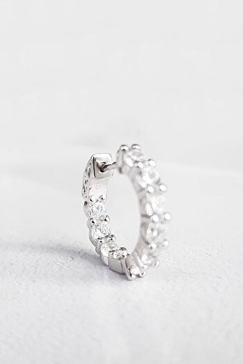 MorMajor Silver TEKLİ İTHAL 1.7CM HALKA FANCY KESİM TAŞLI GÜMÜŞ KÜPE