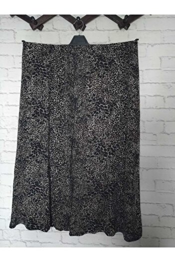 anne moda ankara Leopard pattern, Woven fabric, lycra-free, segmented, elastic waist, downward expanding model, skirt