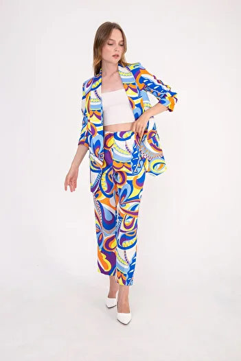 Swass High Waist Collared Patterned Women's Trousers