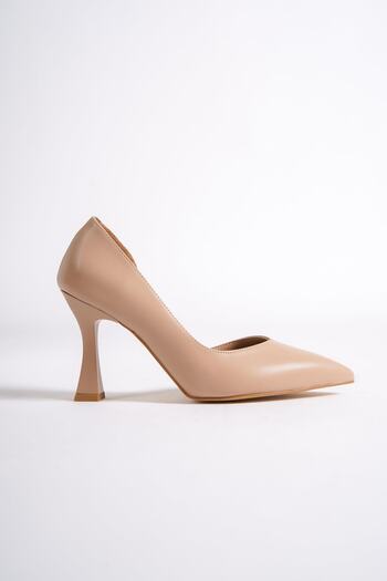 Modabuymus Yeva Nude Colored Open Side Goblet Heeled Shoes