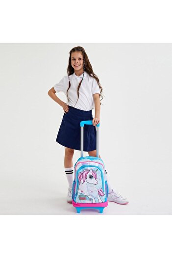 Coral High Set de ghiozdane de școală cu model de unicorn, albastru, roz neon, 3 piese - SET0123911