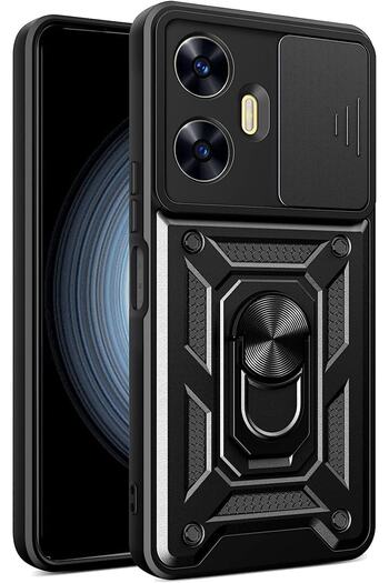 m.tk moveteck Realme C55 Case with Camera Protection Sliding Rotatable Ring Armor Military Armor Tank Stand Cover