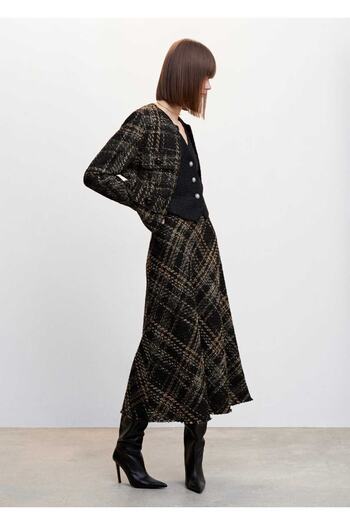 MANGO Woman Fustă midi din Tweed