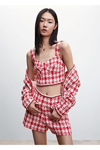 MANGO Woman Tweed Corset Blouse