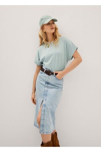 MANGO Woman Washed Looking Cotton T-Shirt