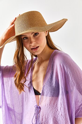 Olalook Women's Camel Straw Hat ŞPK-00000006