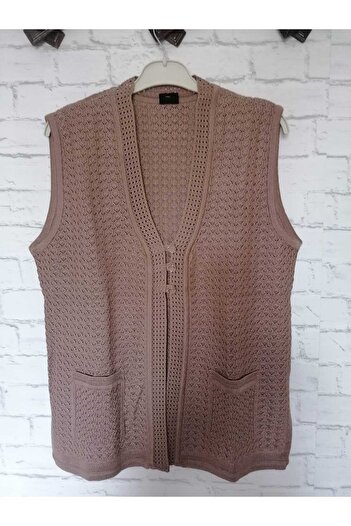 anne moda ankara Seasonal, Openwork, steel knitted, 30% wool, 70% acrylic V-neck 3 buttons, 2 pockets, short vest