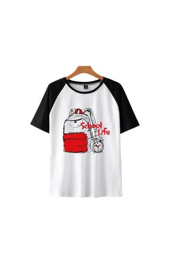 Touz White Unisex Oversize T-shirt - Blunt Blunt School Life Printed, Raglan Sleeve