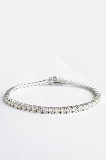 MorMajor Silver İTHAL 3 MM MOZANİT G COLOR SUYOLU TENNİS GÜMÜŞ BİLEKLİK