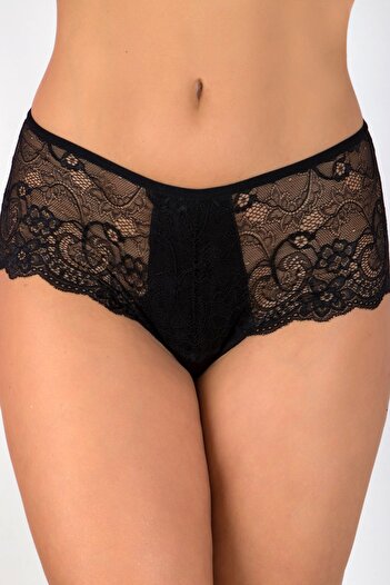 Mk Claws Tulle Detailed Brazilian String Lace Panty Box 921