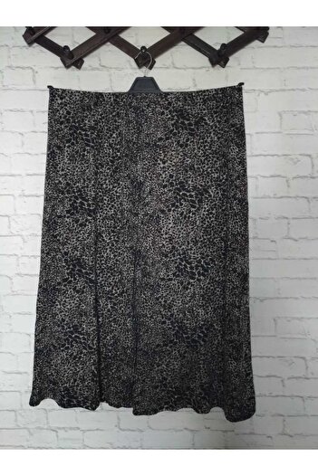 anne moda ankara Leopard pattern, Woven fabric, lycra-free, segmented, elastic waist, downward expanding model, skirt