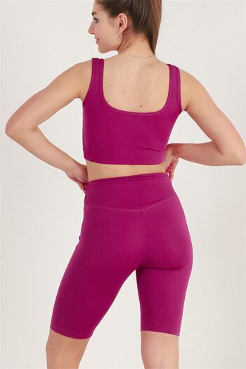 missmaral Women's Set Recovery Short Shorts Leggings And Sports Bustier Plum New Season Activewear 13070