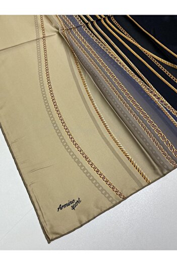 Armine Sport twill (tivil) Μοτίβο αλυσίδας Nostalgia Κασκόλ Mink Gold Μαύρο