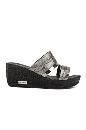 Pierre Cardin ® |   PC-6962-Πλατινένιες ζαρωμένες-γυναικείες παντόφλες