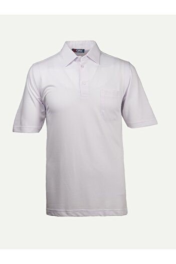 Çizgi Triko Men's Shirt Collar T-Shirt Plain White Color Casual Pocket Detailed