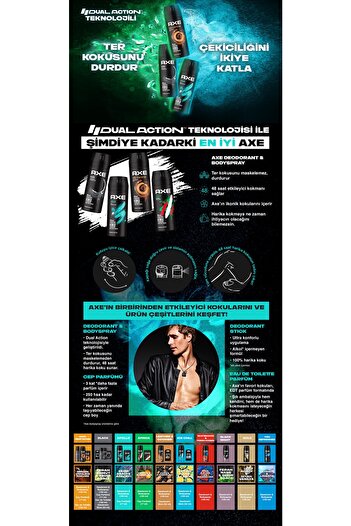 Axe Dark Temptation Men's Spray Deodorant 150 ml (4 Pieces)