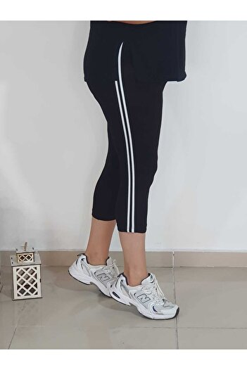 Melis Designer Black and White Striped Large Size Leggings