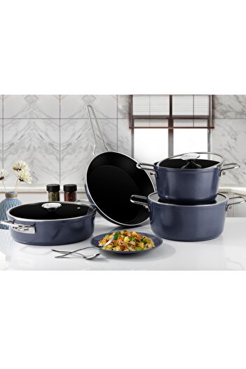 Lines Rozella 7 Piece Titanium Granite Pot Set
