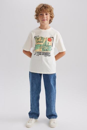 DeFacto Boy's Oversize Fit Crew Neck Printed Short Sleeve T-Shirt A7541a823sm