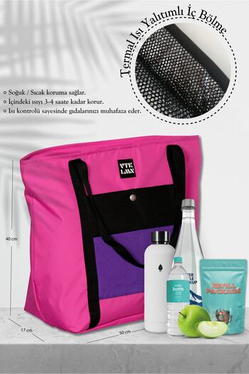 Vatkalimon Thermal Insulated Pink Black Purple Colored Beach Bag