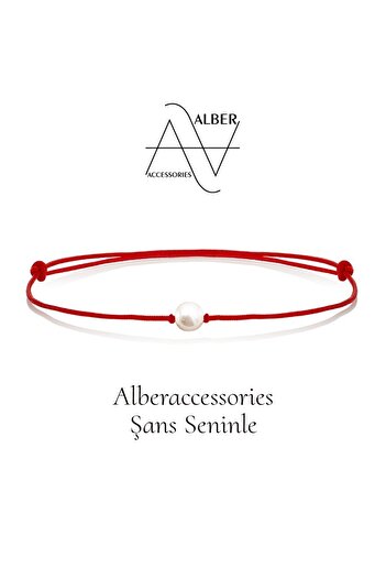 alberaccessories Luck With You 1.2 MM White Pearl Love Red (ANKLET)