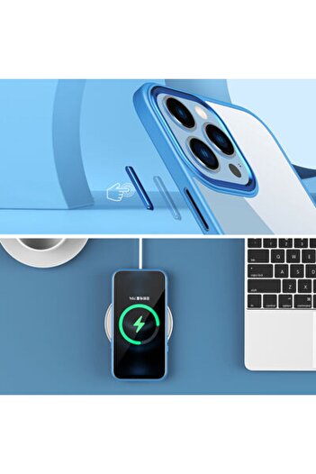 Rivor Apple iPhone 13 Uyumlu Kılıf Kamera Çıkıntılı Kenarları Renkli Parlak Şeffaf Hassas Butonlu Kapak