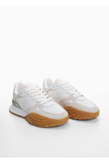 MANGO Woman Leather Sneakers with Soles
