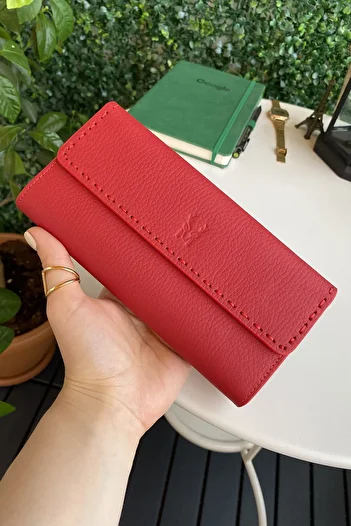 Modica Tampa - Genuine Leather Magnetic Red Wallet with Phone Compartment, 14 Card Compartments