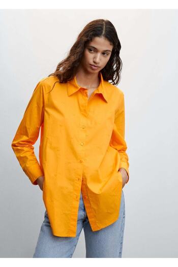 MANGO Woman Floral Embroidered Shirt