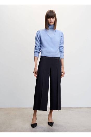 MANGO Woman High Waist Palazzo Trousers - Stylish Design