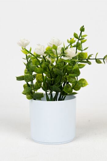 YAPAY ÇİÇEKÇİNİZ Artificial Flower in White Mini Pot
