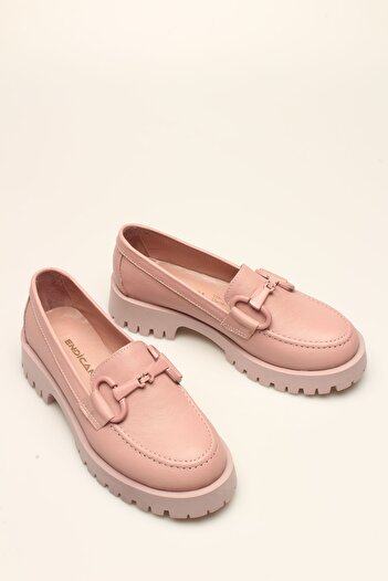 ROVIGO Genuine Leather Women's Ballerinas with Dried Rose Buckle