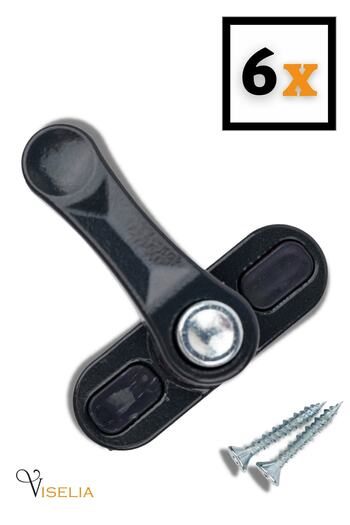Viselia Window Safety Lock Security Button Metal Lock Anthracite Color 6 Pieces