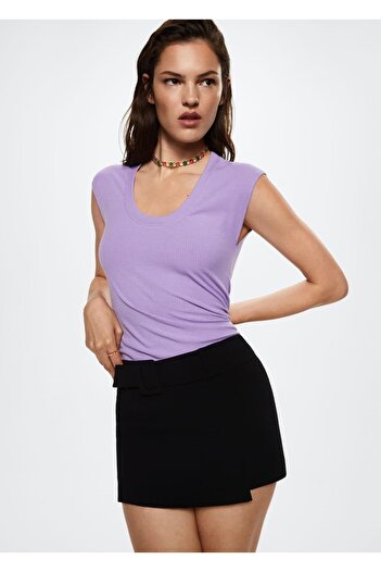 MANGO Woman Einfaches geripptes T-Shirt