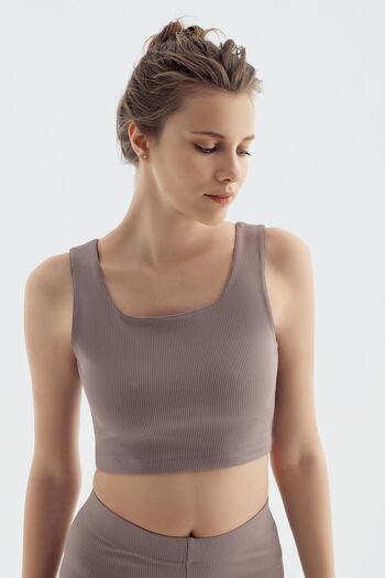 Artış Thick Strap Crop Top Ribbed Sports Bustier C02