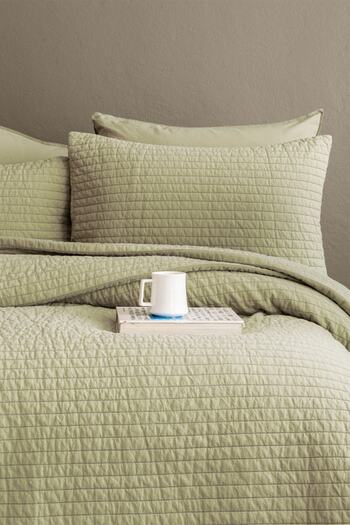 İssimo Home Savanna Green Double 100% Cotton Poplin Bedspread Set