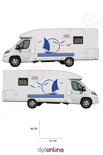 Dijitonline 2 Autocolante pentru Caravană - Autocolant pentru Barcă - Autocolant pentru Mare - 167x86 Cm