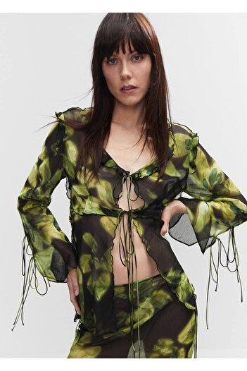 MANGO Woman Floral Chiffon Blouse