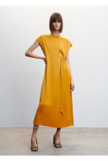 MANGO Woman Knot Detailed Satin Dress