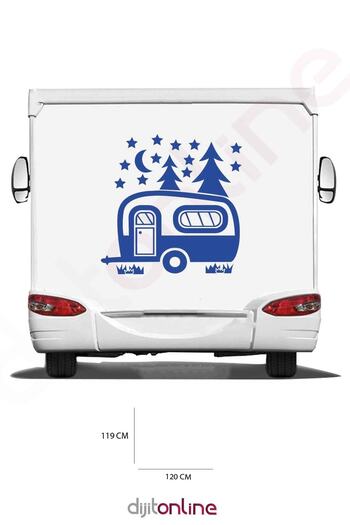 Dijitonline Autocolant pentru camping - Autocolant pentru vehicule - Autocolant pentru copac - Autocolant pentru lună și stea - 120x119 cm
