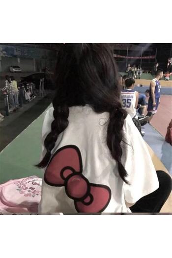 Köstebek AHL - Μπλουζάκι White Hello Kitty Basic Face Back Ψηφιακή εκτύπωση λεπτομερών (unisex) T-shirt