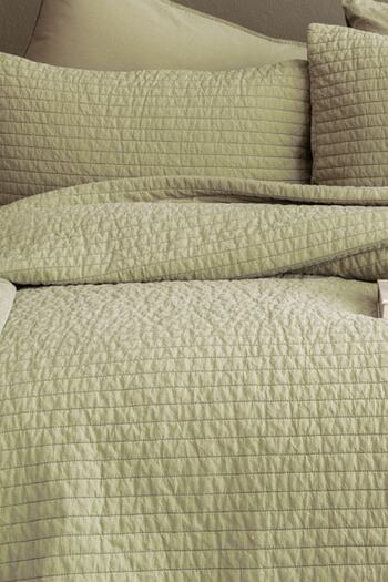 İssimo Home Savanna Green Double 100% Cotton Poplin Bedspread Set