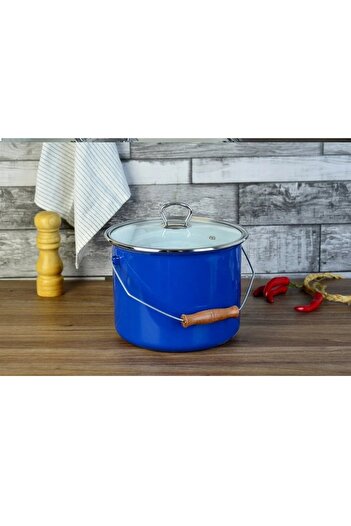 ERGENÇLER Paçi 20cm Blue 5.25 Lt Enameled Bakraç Yogurt Pot