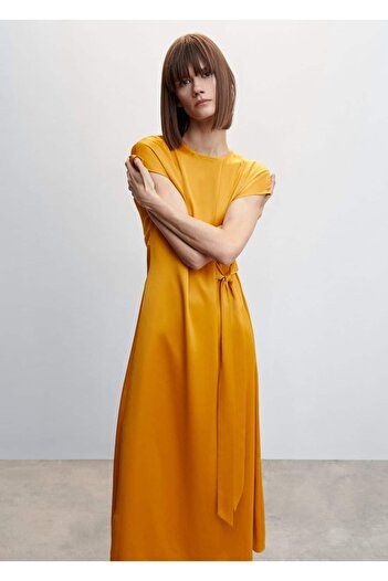 MANGO Woman Knot Detailed Satin Dress