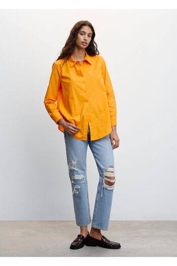MANGO Woman Floral Embroidered Shirt