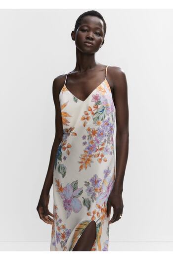 MANGO Woman Satin dress with slits on the side