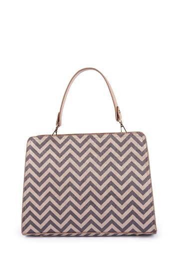 gio&mi Elanor Women's Light Gold Zigzag Patterned Stylish Design Handbag